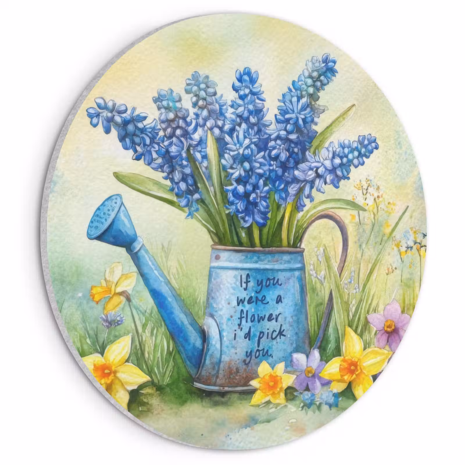 Akoestisch schilderij rond - Lavendelbloemen - Quote - Gieter — 1