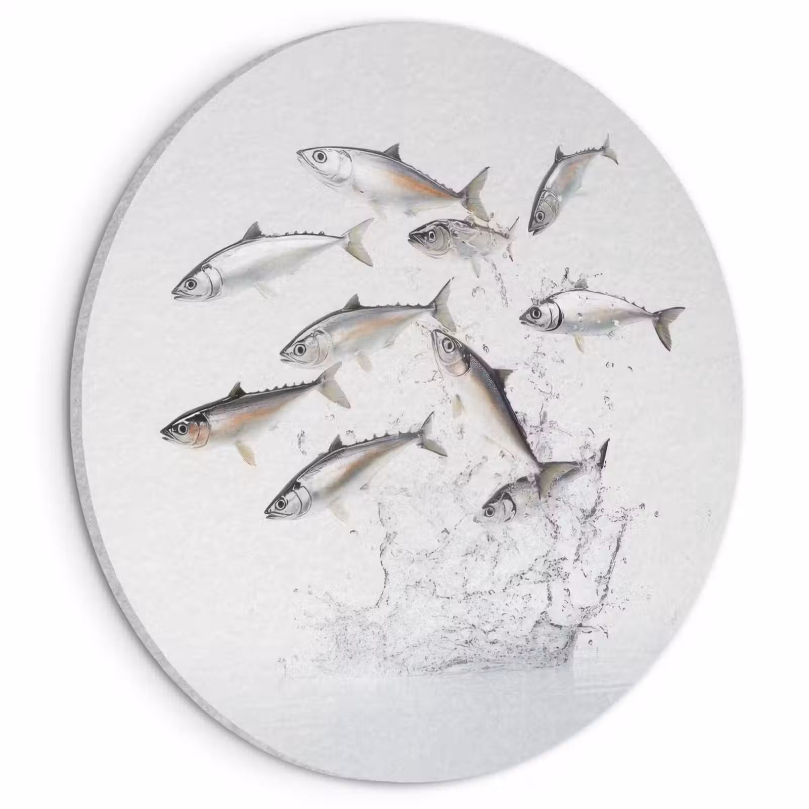 Akoestisch schilderij rond - Vissen - Water - Wit — 1