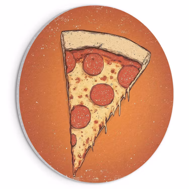 Akoestisch schilderij rond - Pizza - Kaas - Rood - Pepperoni — 1