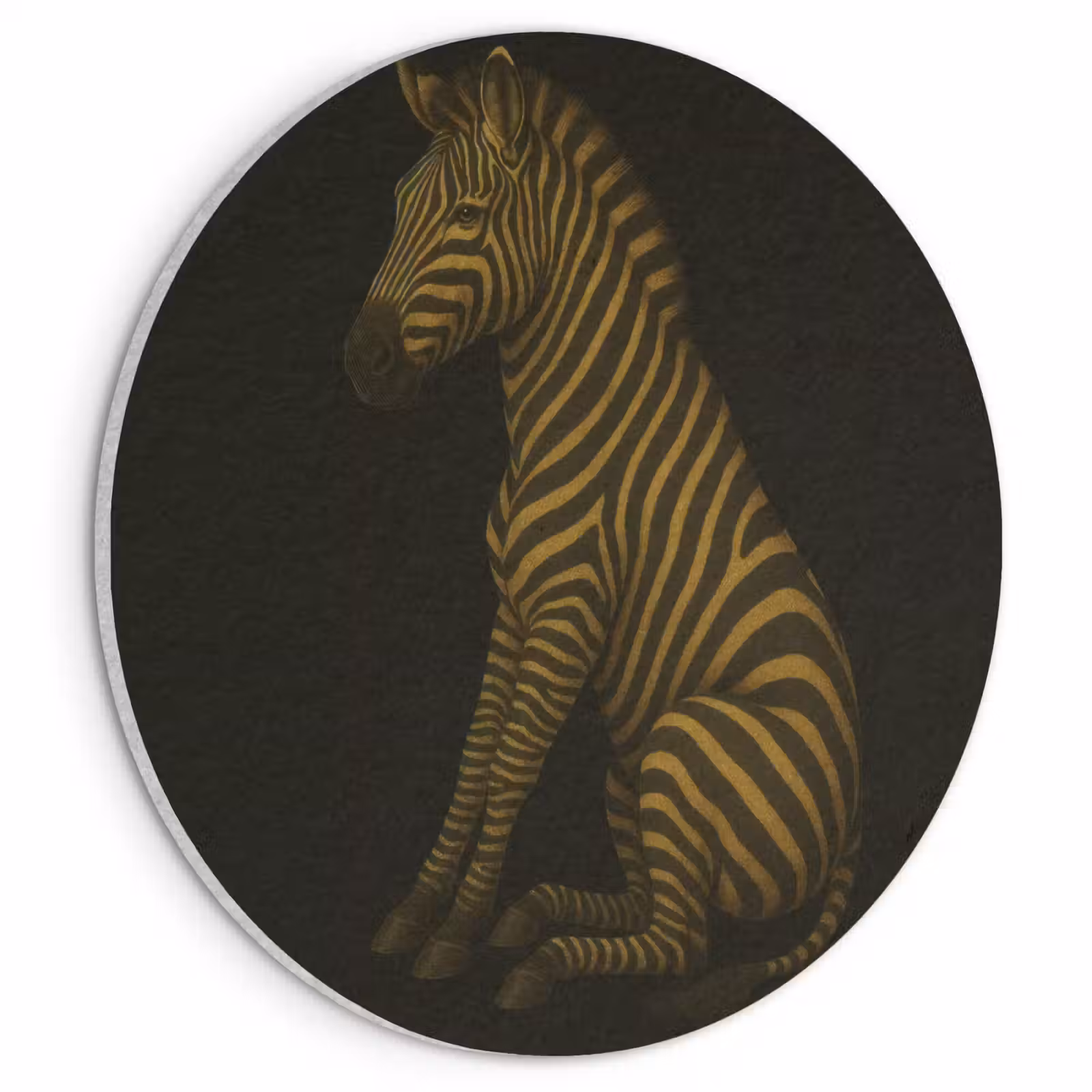 Akoestisch schilderij rond - Zebra - Strepen - Goud — 1