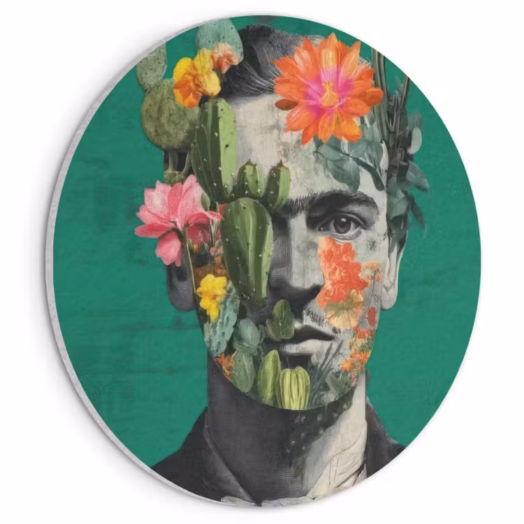 Akoestisch schilderij rond - Man - Planten - Groen — 1