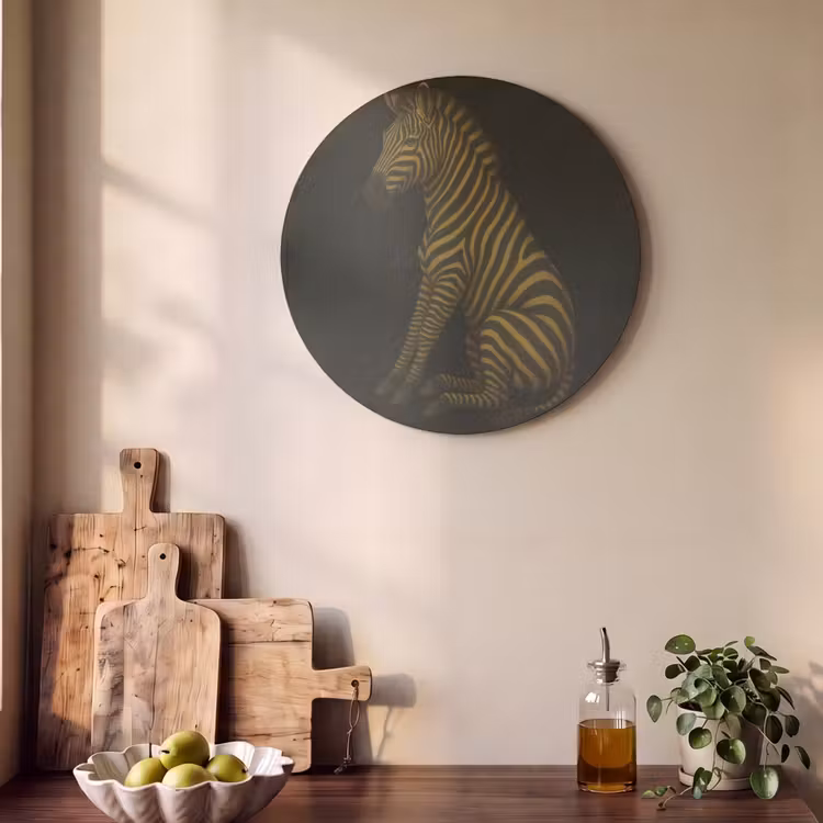 Akoestisch schilderij rond - Zebra - Strepen - Goud — 4
