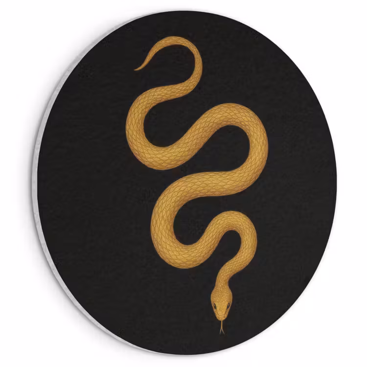 Akoestisch schilderij rond - Slang - Minimalistisch - Goud — 1