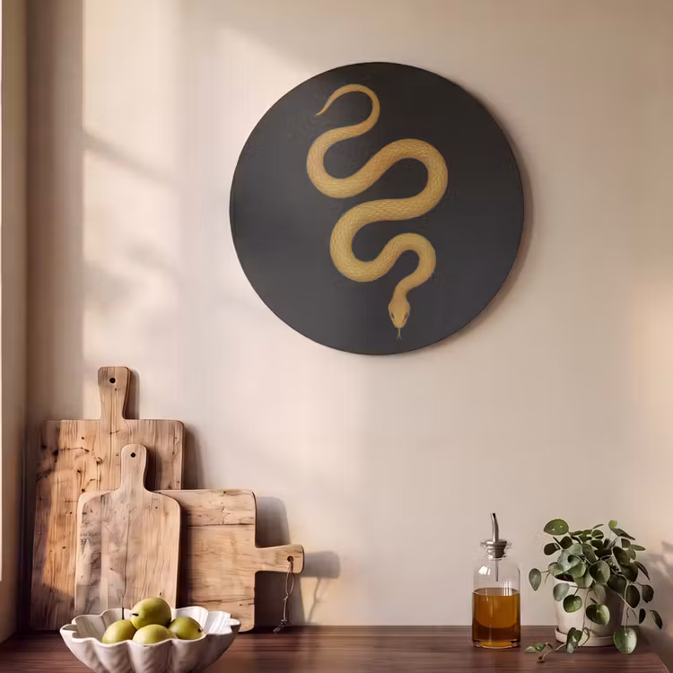 Akoestisch schilderij rond - Slang - Minimalistisch - Goud — 4