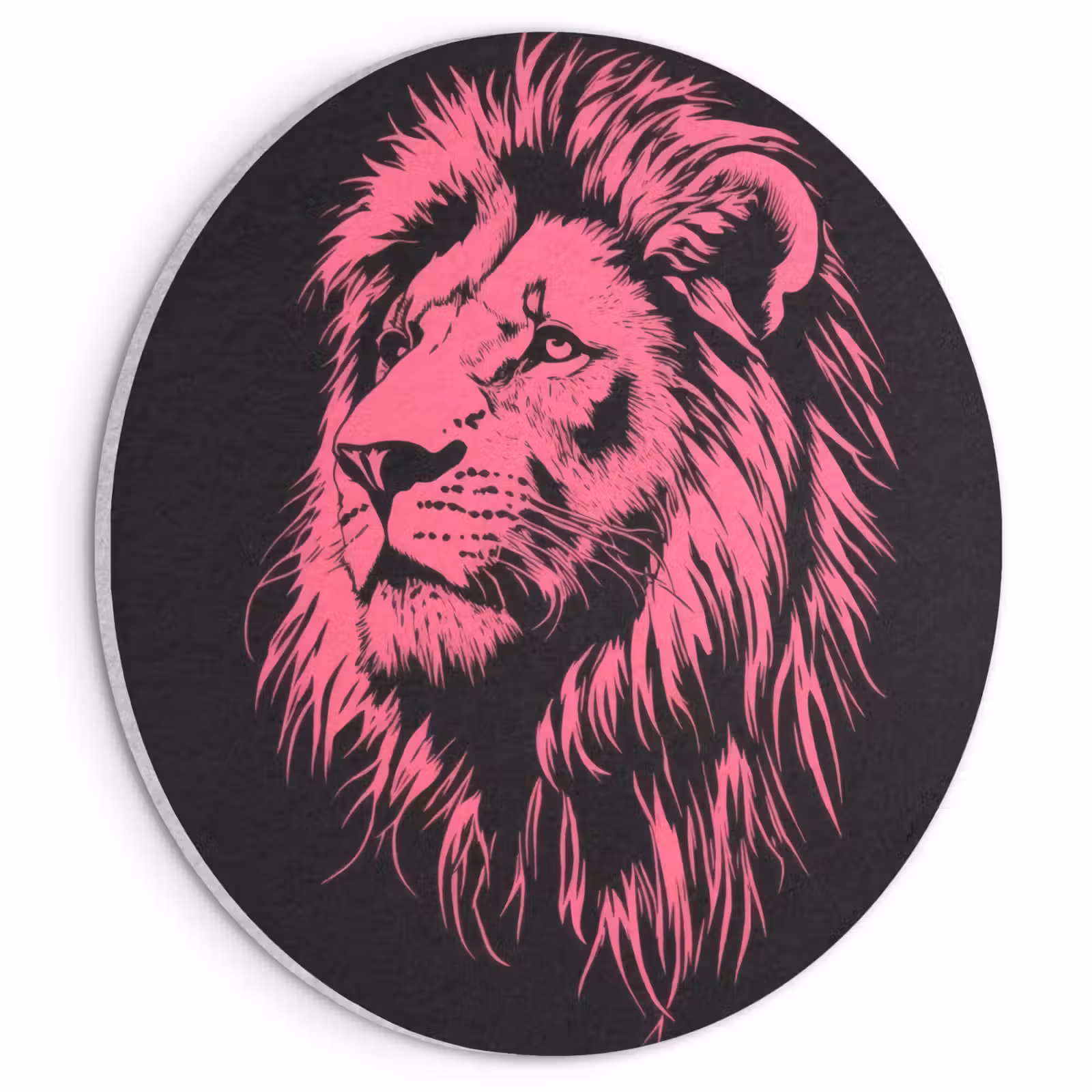 Akoestisch schilderij rond - Leeuw - Zwart - Roze - Neon — 1