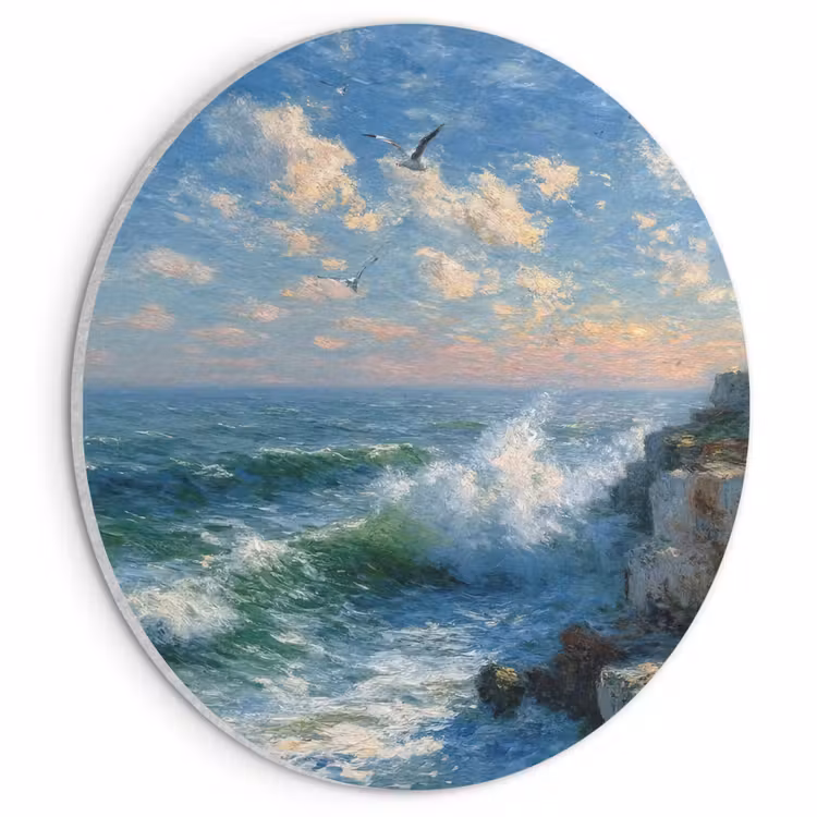 Akoestisch schilderij rond - Zee - Golven - Rotsen - Meeuwen — 1