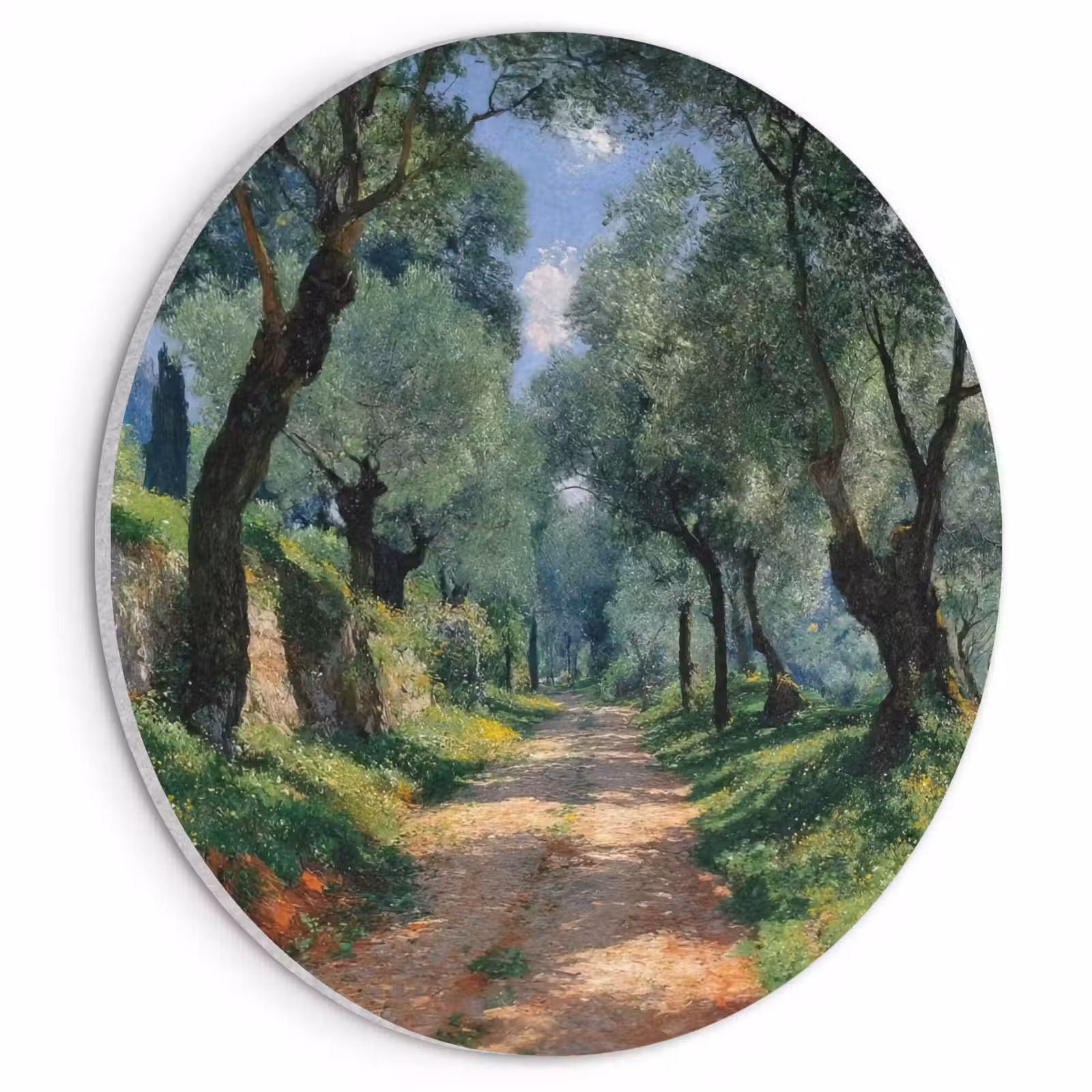 Akoestisch schilderij rond - Pad - Bomen - Schaduw - — 1
