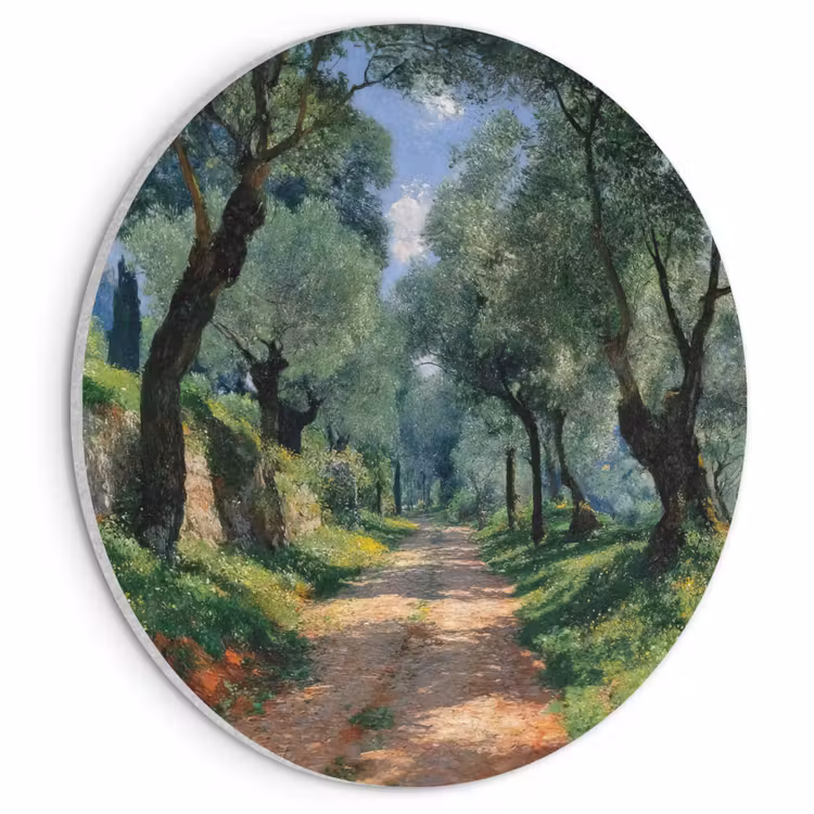 Akoestisch schilderij rond - Pad - Bomen - Schaduw - — 1