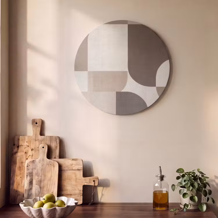 Akoestisch schilderij rond - Geometrisch - Geweven structuur - Modern — 4