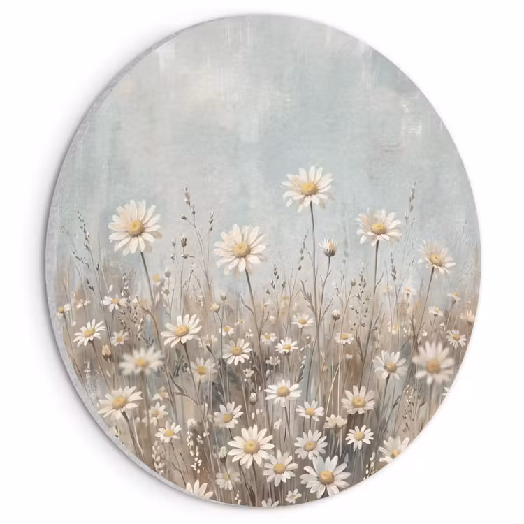 Akoestisch schilderij rond - Madelief - Illustratie - Wit