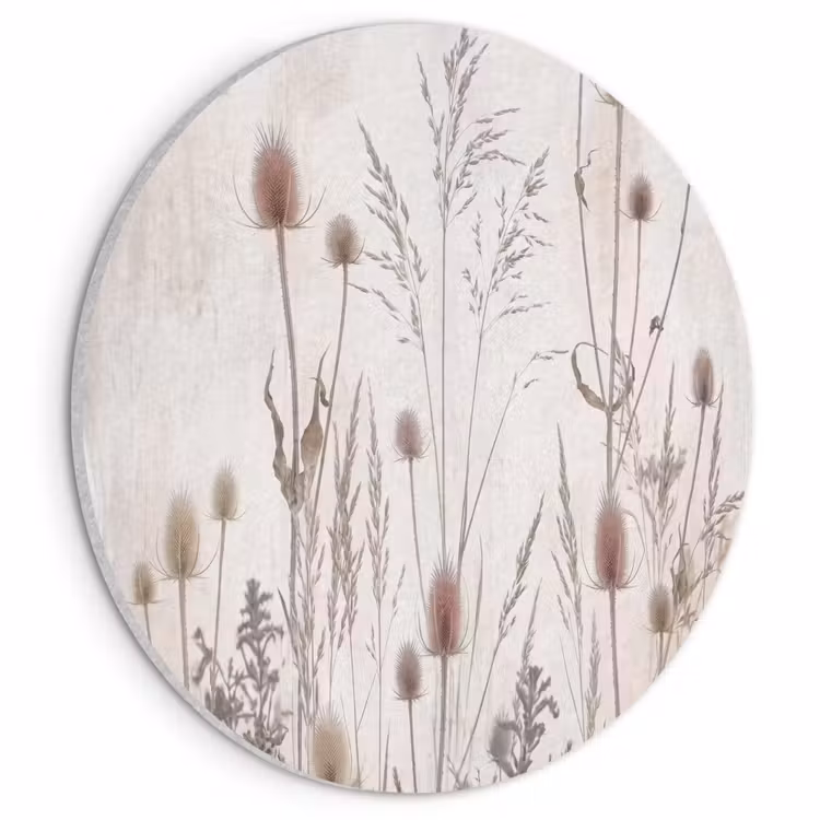 Akoestisch schilderij rond - Weidebloemen - Design - Sepia