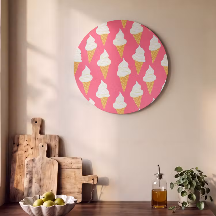Akoestisch schilderij rond - Softijs - Horentje - Roze — 4