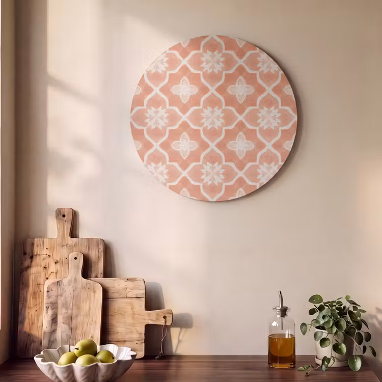 Akoestisch schilderij rond - Tegelpatroon - Arabesk - Vintage - Terracotta — 4