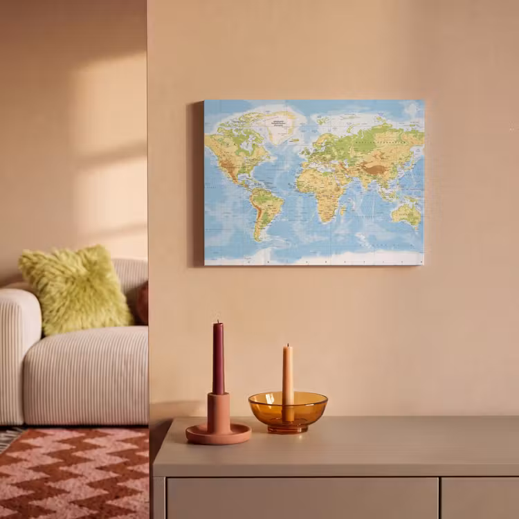 Akoestisch schilderij - Wereldkaart - Staatkundig - Blauw - Aarde - Educatief — 2