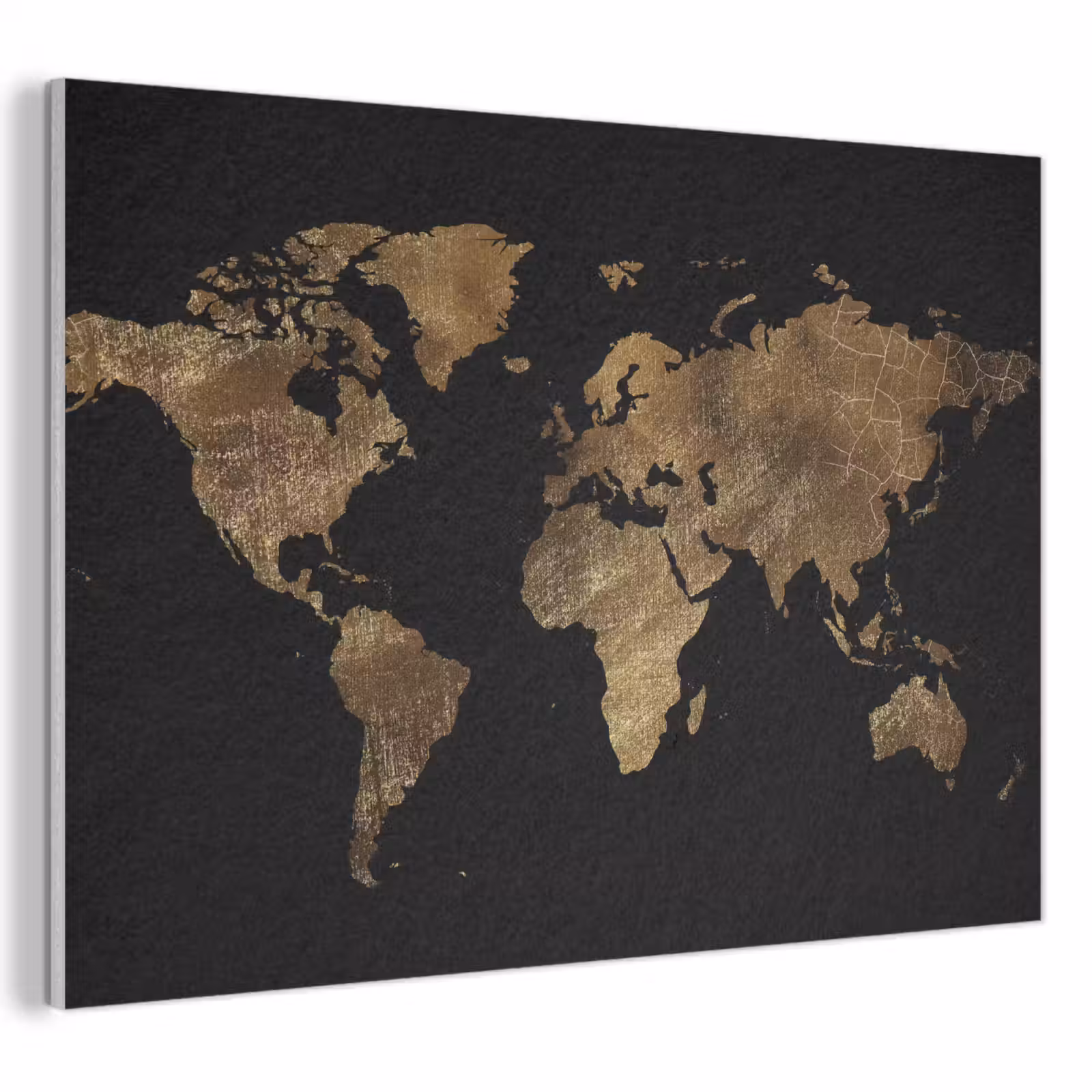 Akoestisch schilderij - Wereldkaart - Goud - Luxe - Aarde - Zwart — 1