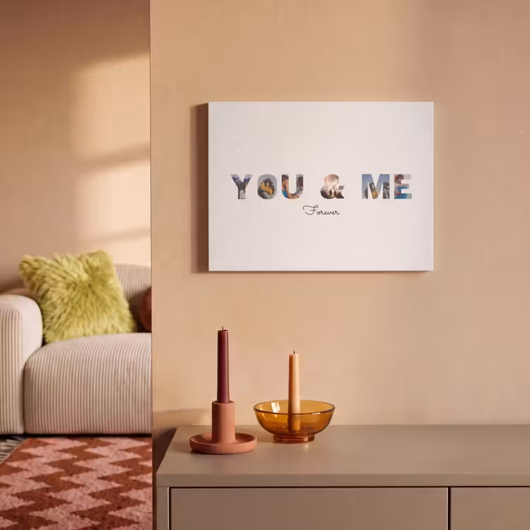 Akoestisch schilderij - You & Me - Lettercollage — 2