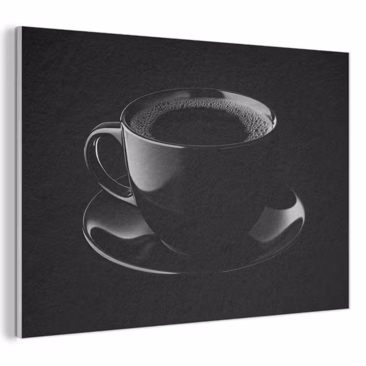Akoestisch schilderij - Zwart - Koffie - Kopje — 1