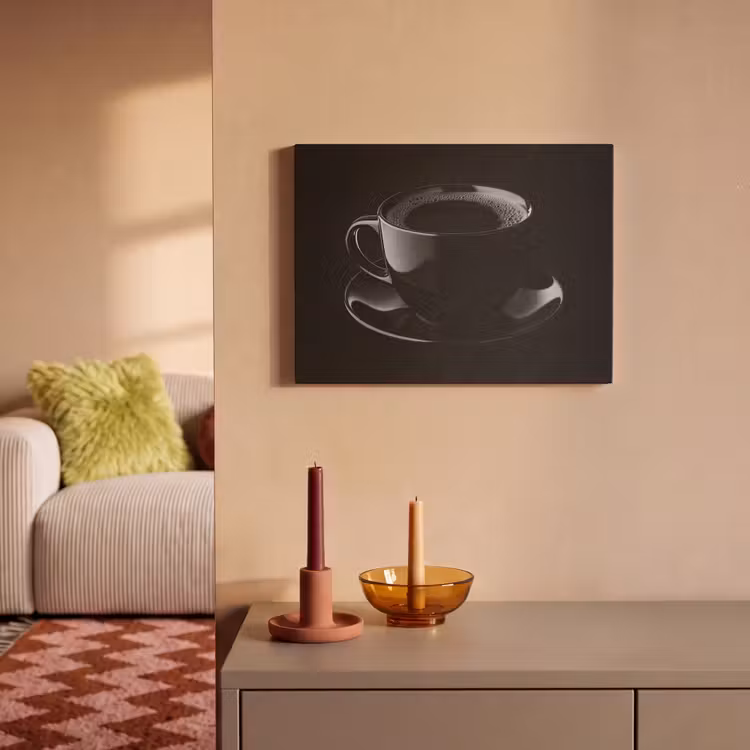 Akoestisch schilderij - Zwart - Koffie - Kopje — 2