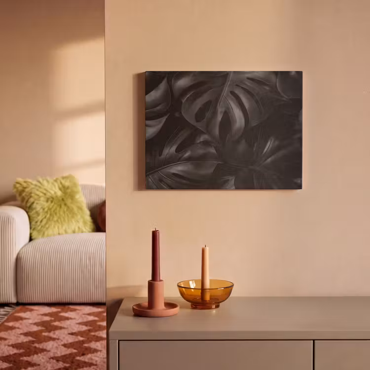 Akoestisch schilderij - Zwart - Monstera - Bladeren — 2