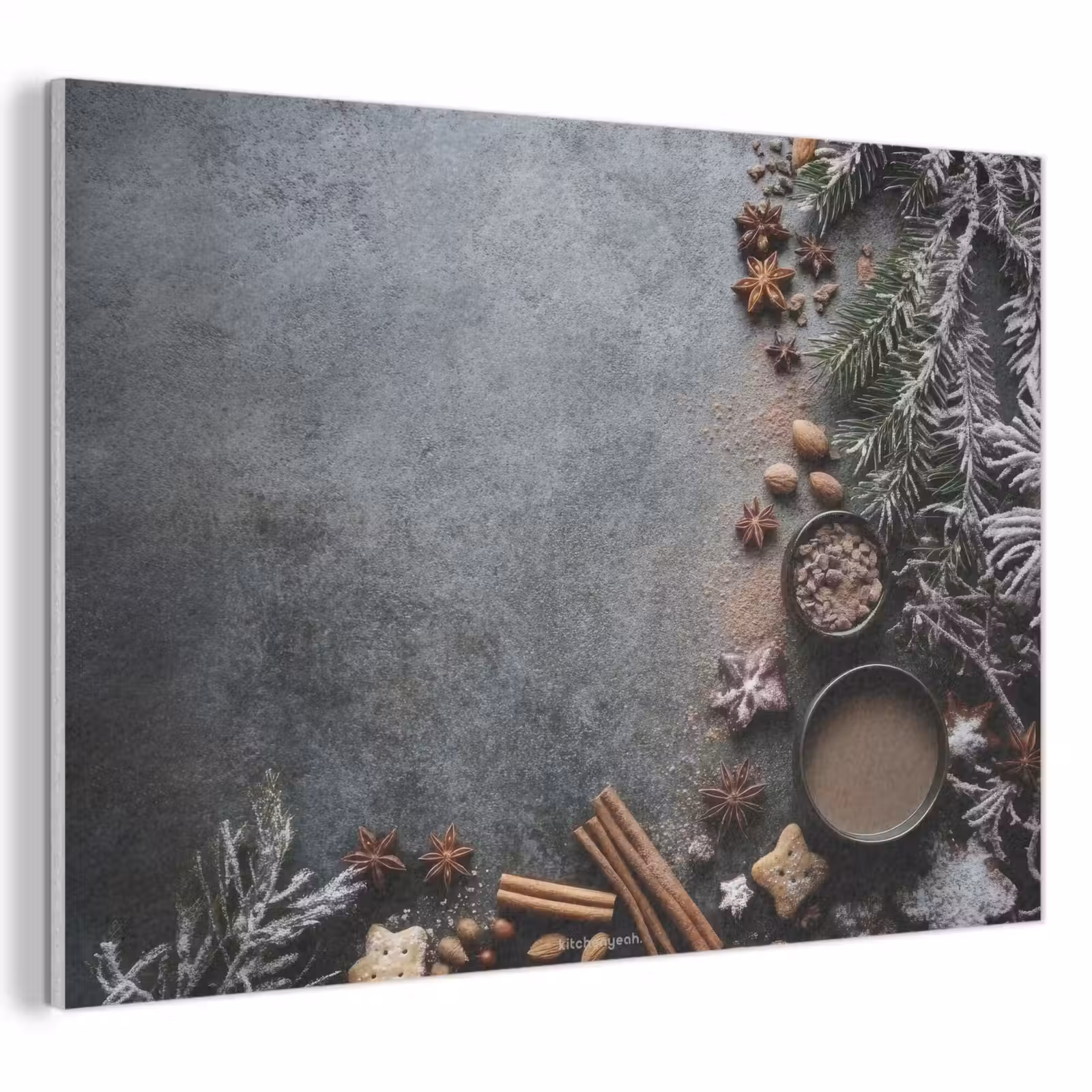 Akoestisch schilderij - Winter - Kerst - Beton - Dennentak — 1