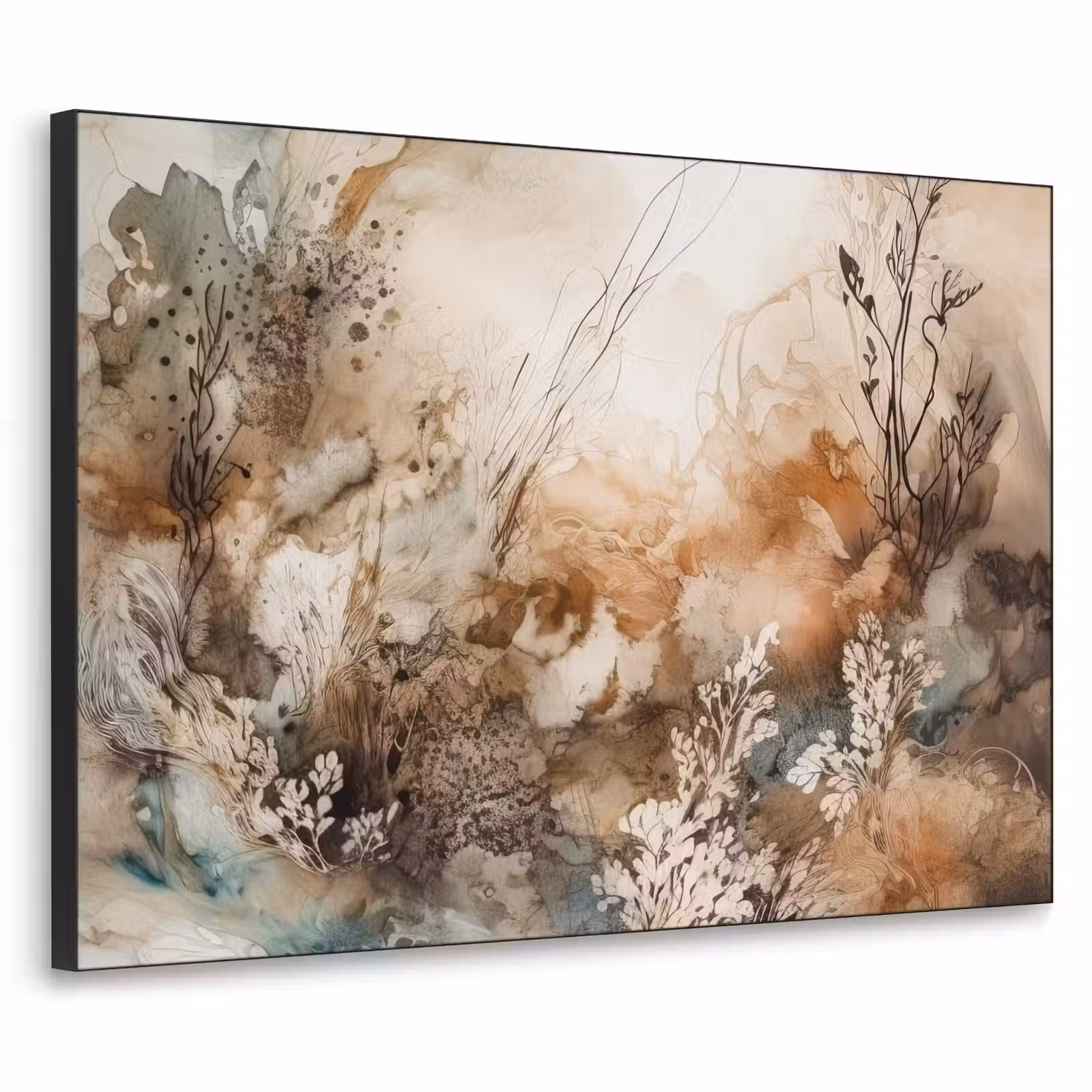 Art Frame - Abstract - Beige - Verf - Kunst - Natuur - Bloemen — 1