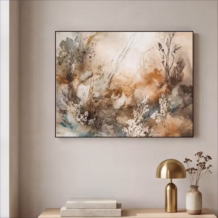 Art Frame - Abstract - Beige - Verf - Kunst - Natuur - Bloemen — 5