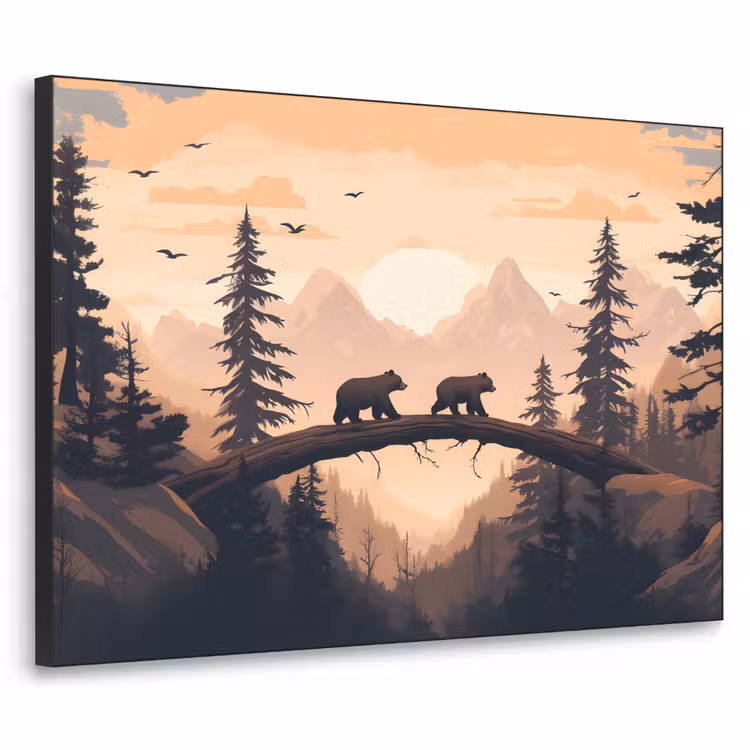 Art Frame - Beren - Bomen - Landschap - Zonsondergang — 1