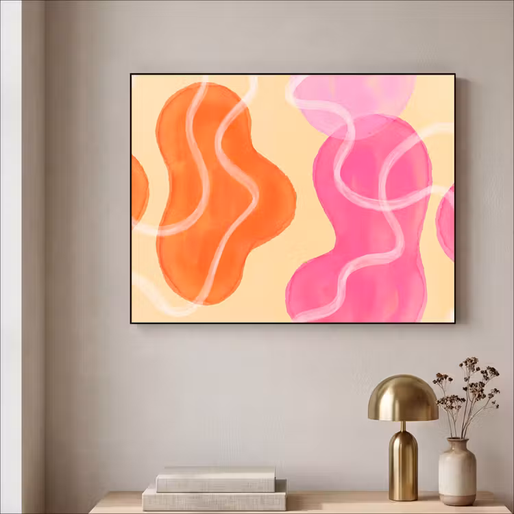 Art Frame - Abstract - Aquarel - Organisch - Oranje - Roze — 5