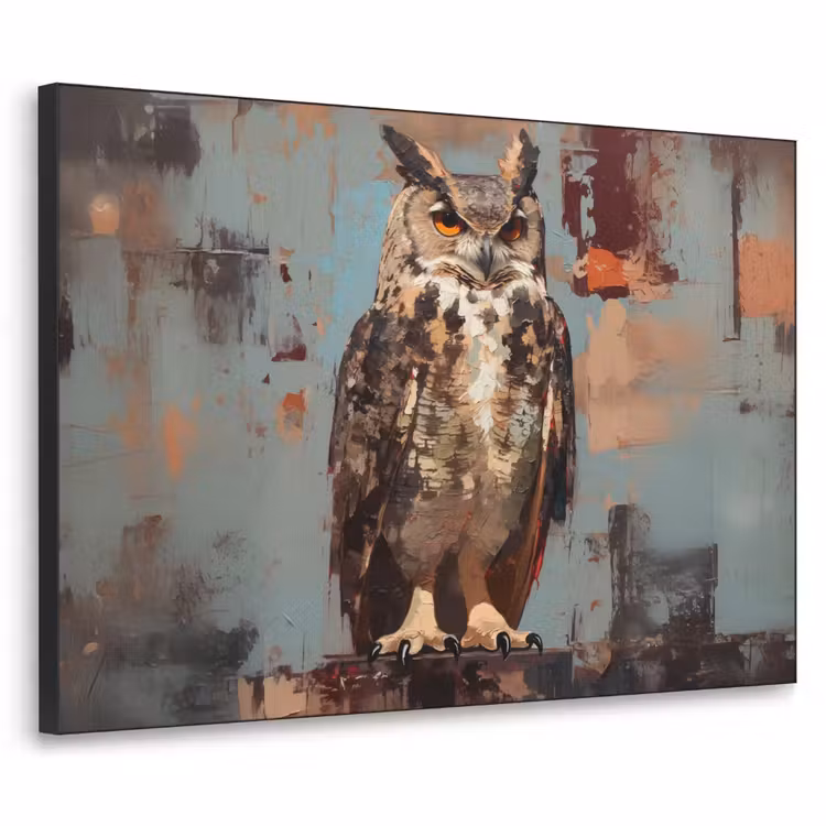 Art Frame - Geschilderd - Abstract - Uil - Bruin — 1