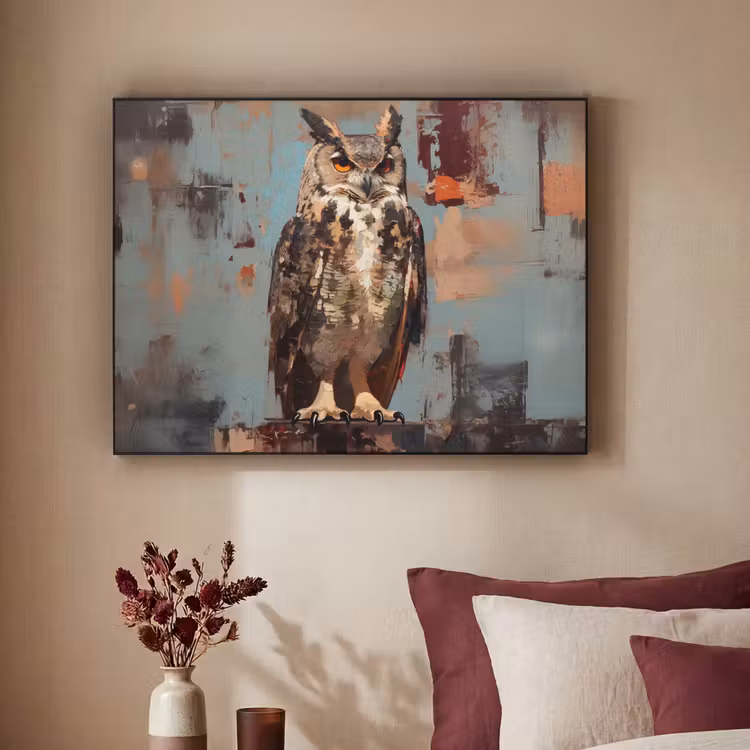 Art Frame - Geschilderd - Abstract - Uil - Bruin — 3