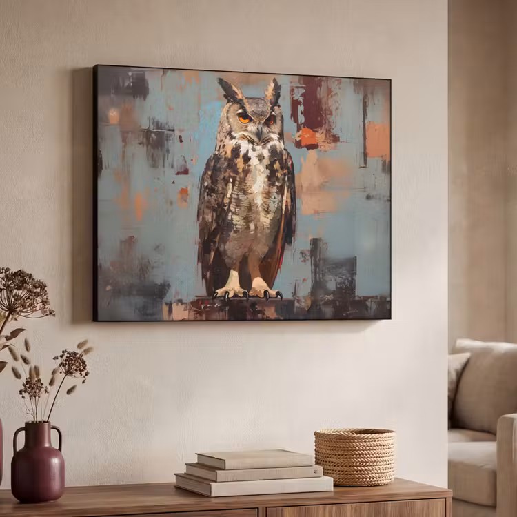 Art Frame - Geschilderd - Abstract - Uil - Bruin — 7
