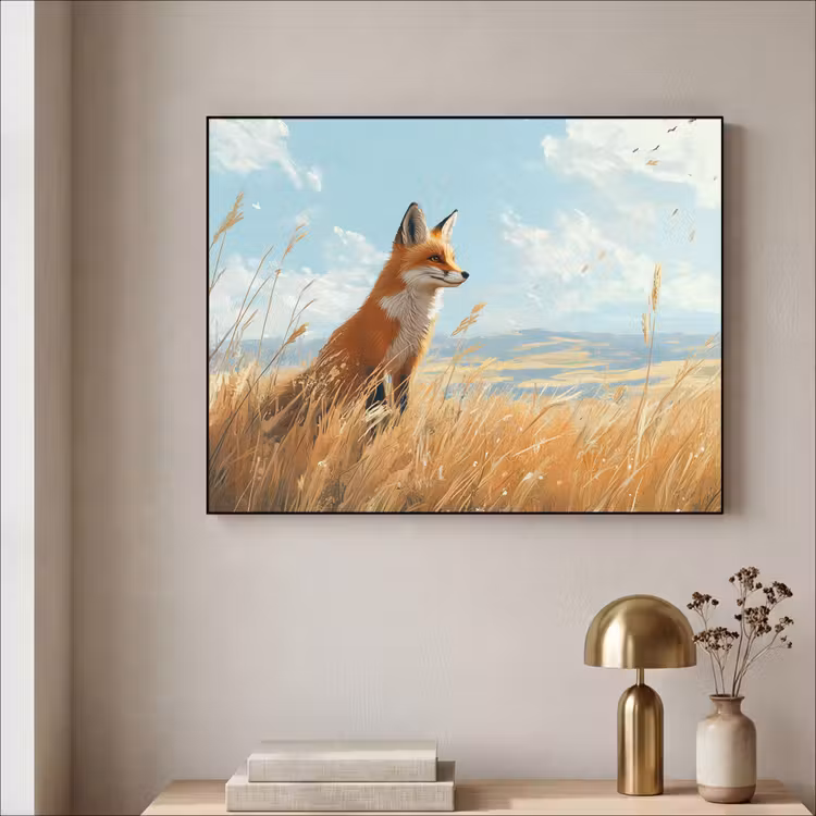 Art Frame - Vos - Gras - Wolken - Oranje — 5