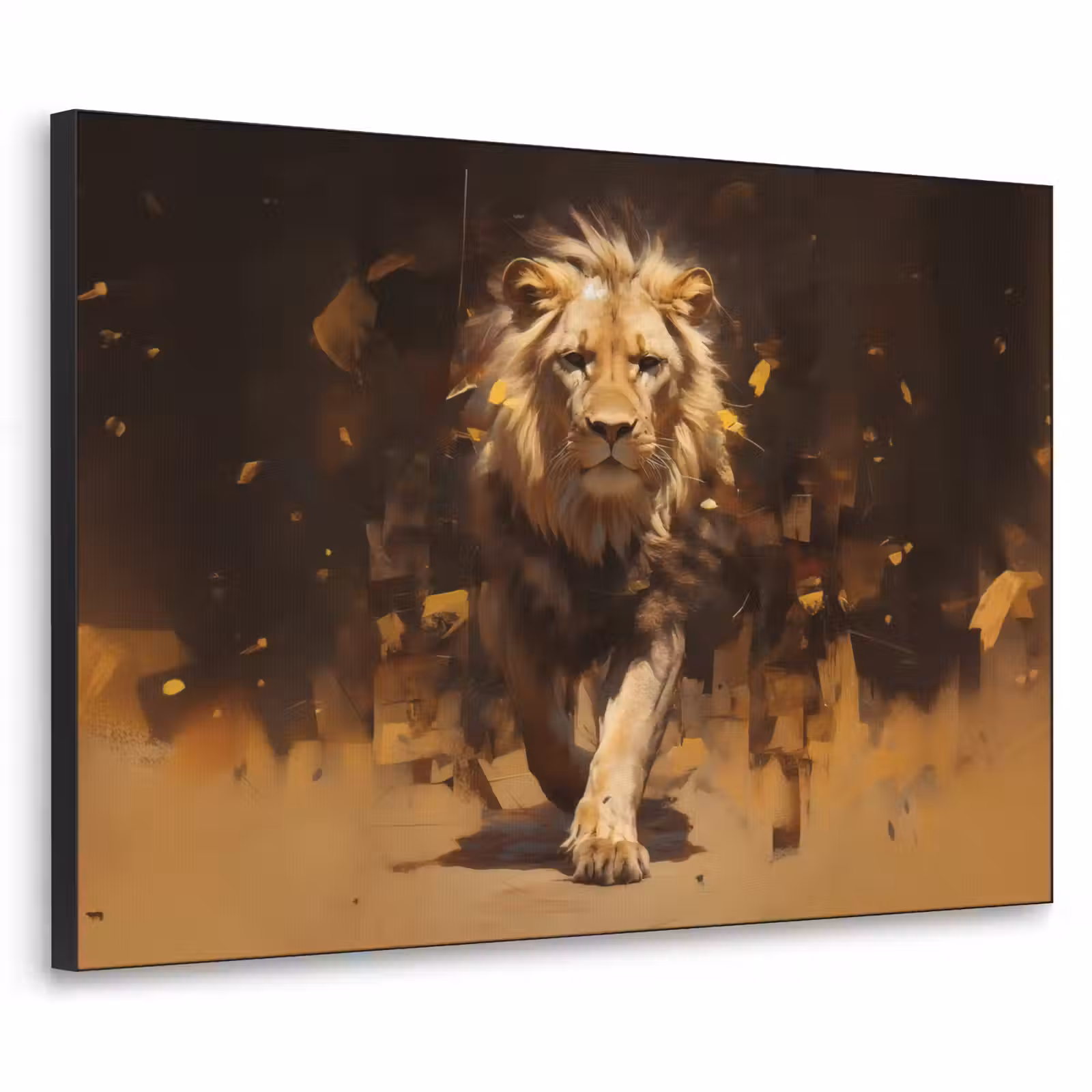 Art Frame - Leeuw - Geschilderd - Abstract - Goud — 1