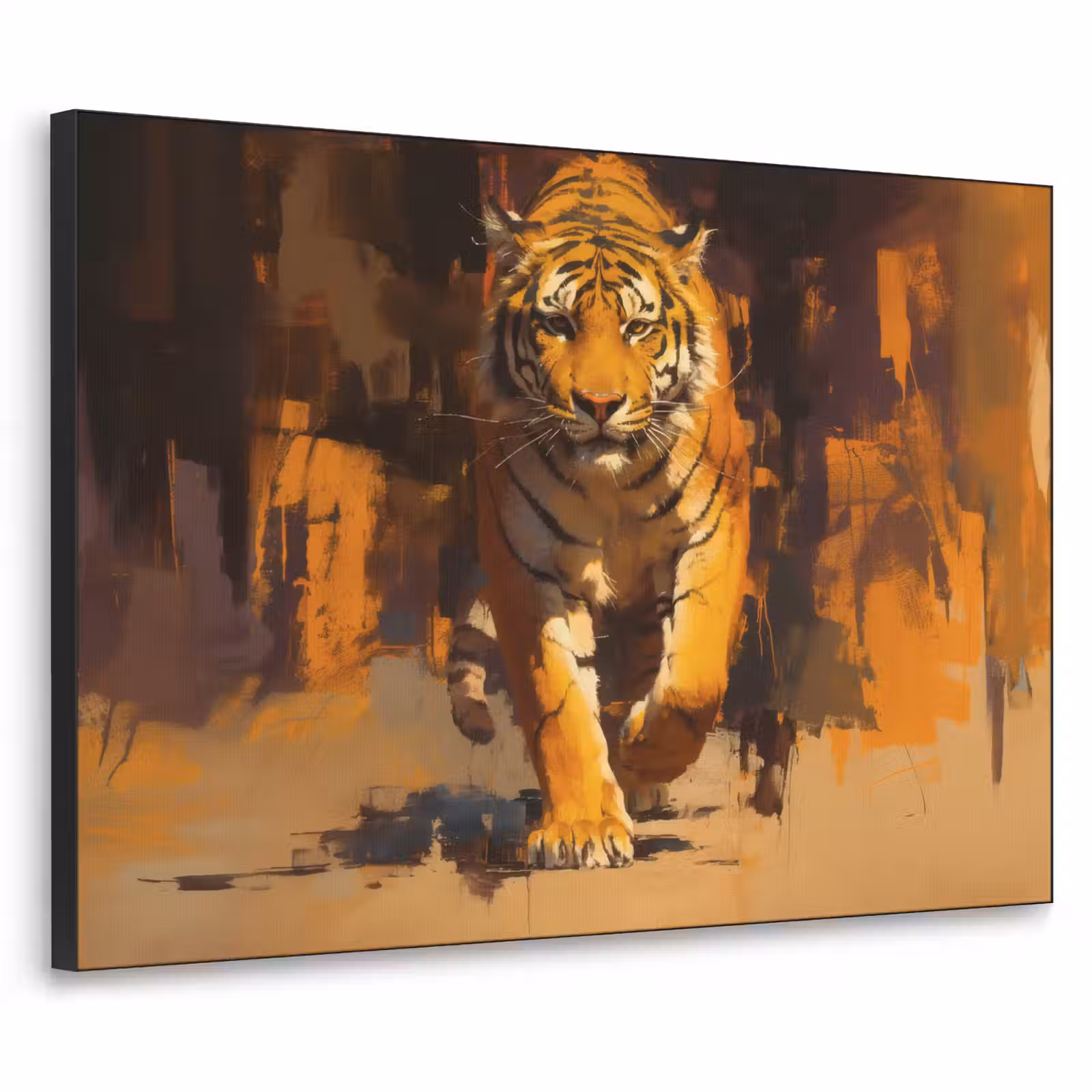 Art Frame - Tijger - Geschilderd - Oranje - Penseelstreken — 1
