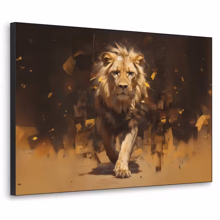 Art Frame - Leeuw - Geschilderd - Abstract - Goud — 1