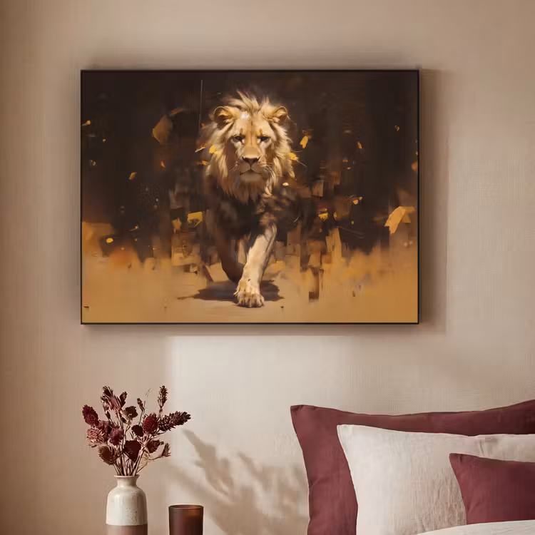 Art Frame - Leeuw - Geschilderd - Abstract - Goud — 3