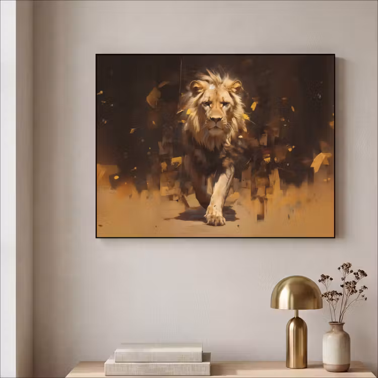 Art Frame - Leeuw - Geschilderd - Abstract - Goud — 5