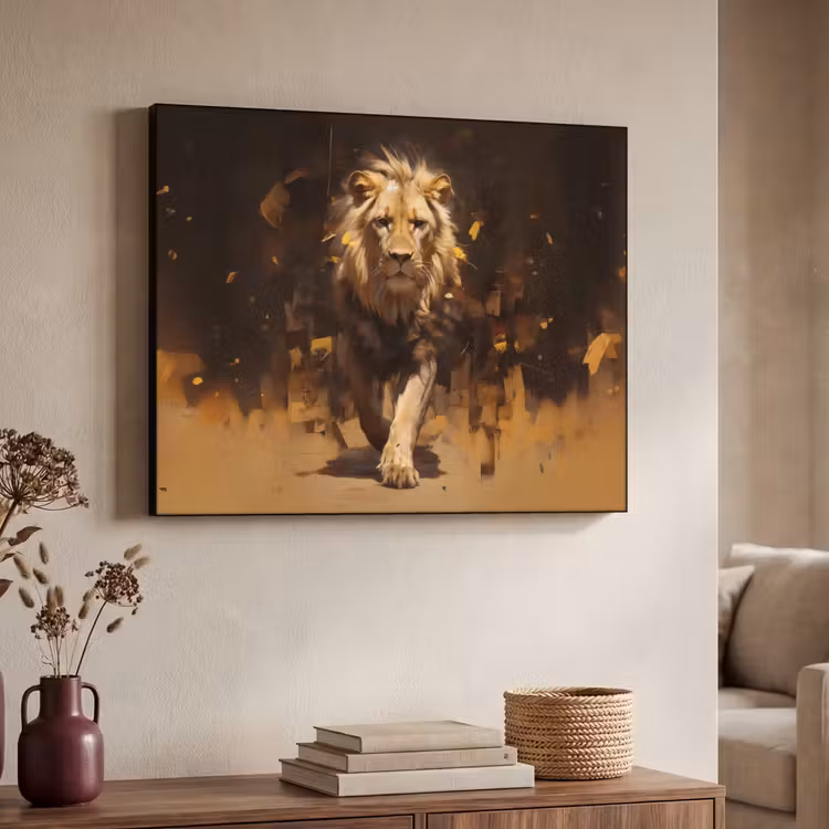 Art Frame - Leeuw - Geschilderd - Abstract - Goud — 7