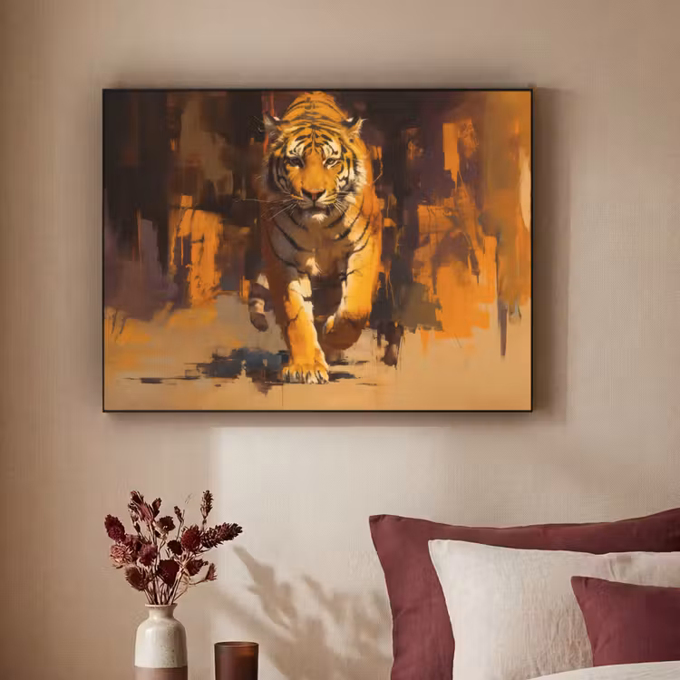 Art Frame - Tijger - Geschilderd - Oranje - Penseelstreken — 3