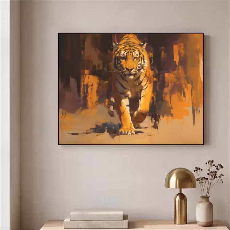 Art Frame - Tijger - Geschilderd - Oranje - Penseelstreken — 5