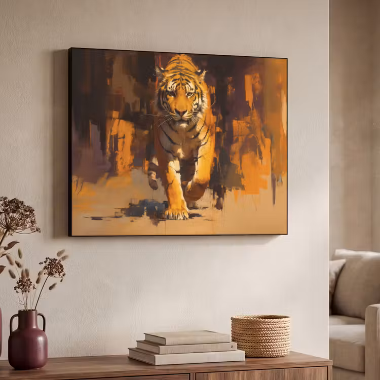 Art Frame - Tijger - Geschilderd - Oranje - Penseelstreken — 7