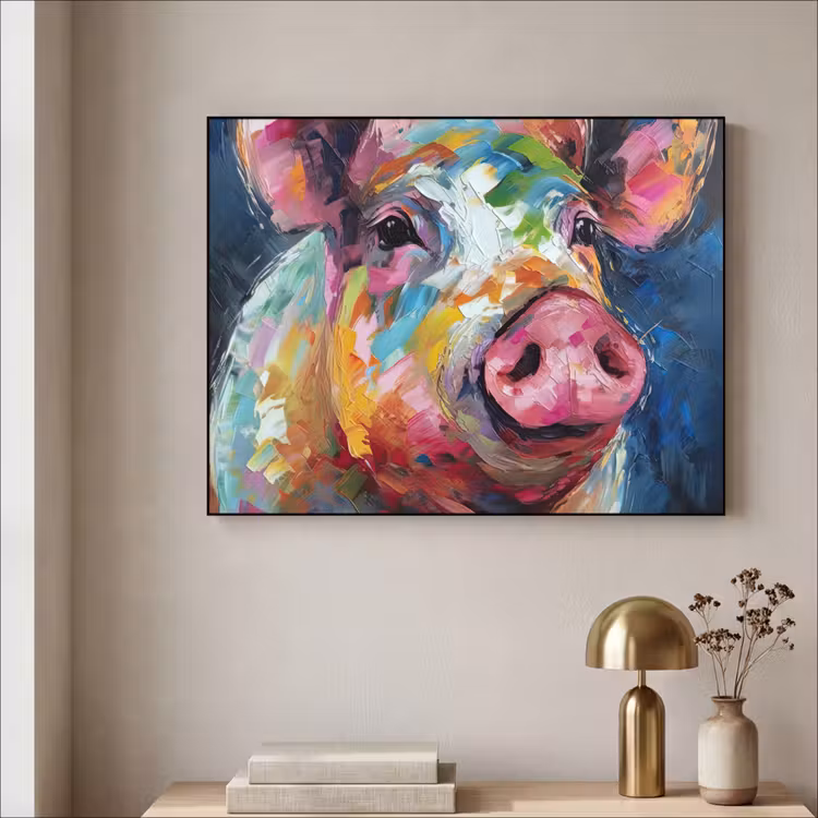 Art Frame - Varken - Olieverf - Dieren - Kunst — 5