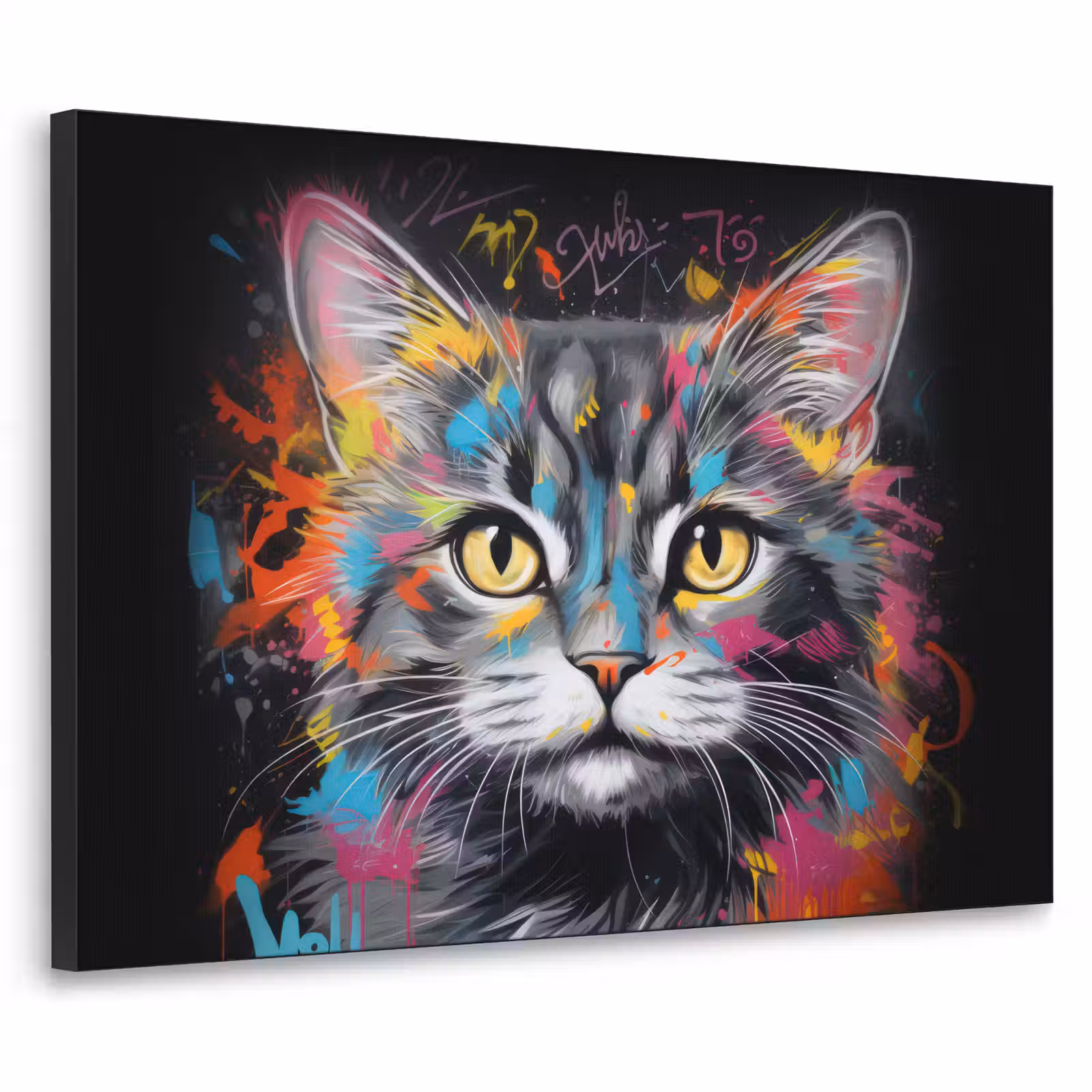 Art Frame - Kat - Graffiti - Dieren - Kleuren - Grijs — 1