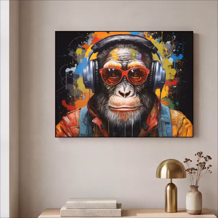 Art Frame - Chimpansee - Aap - dieren - Graffiti - Bril - Koptelefoon - Kleuren — 5
