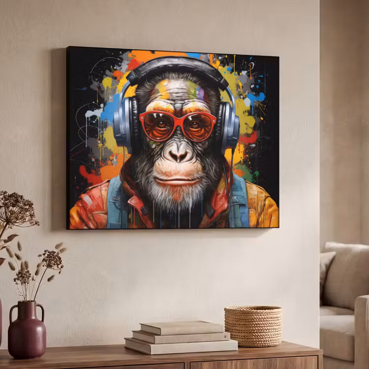 Art Frame - Chimpansee - Aap - dieren - Graffiti - Bril - Koptelefoon - Kleuren — 7