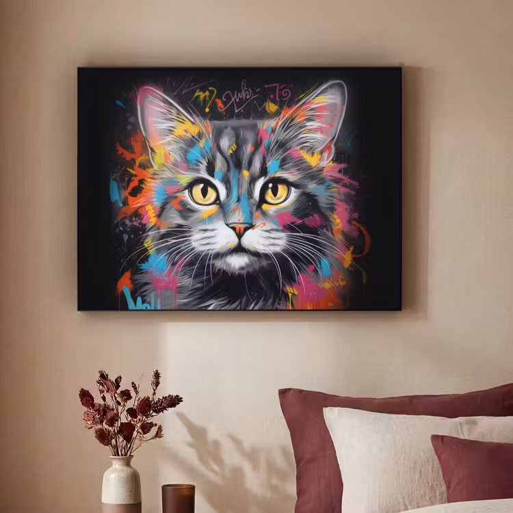 Art Frame - Kat - Graffiti - Dieren - Kleuren - Grijs — 3