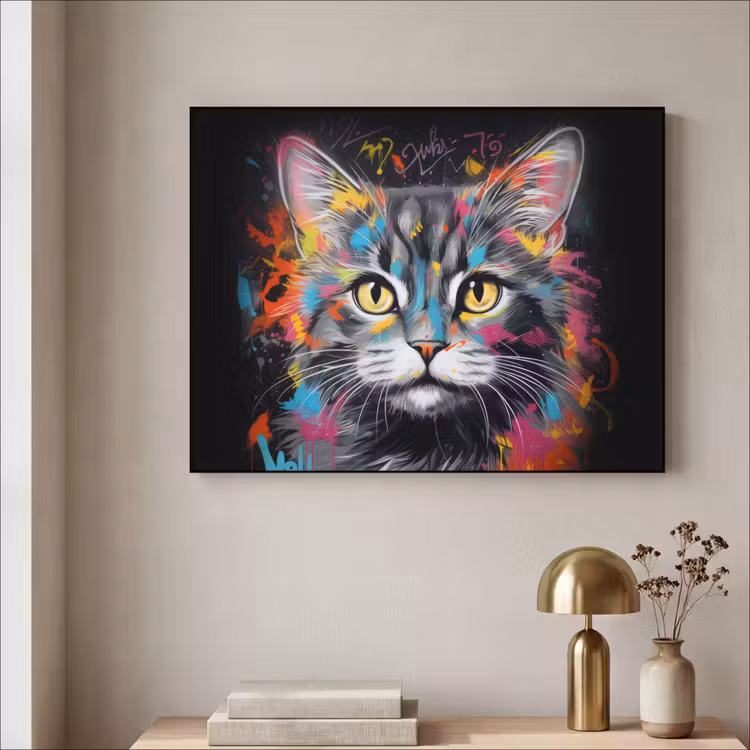 Art Frame - Kat - Graffiti - Dieren - Kleuren - Grijs — 5