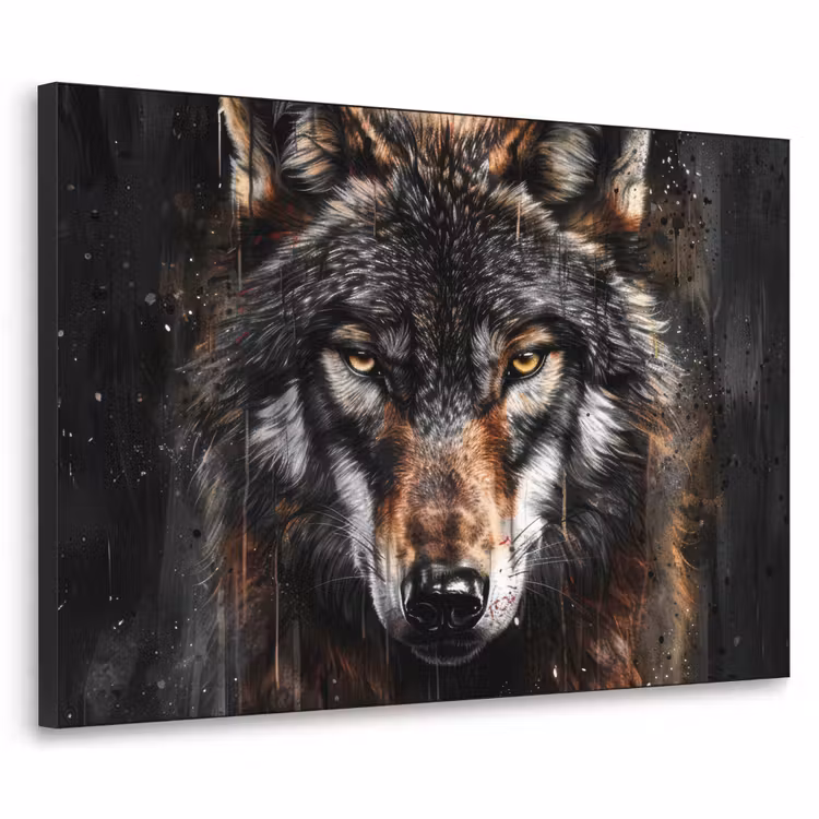Art Frame - Dieren - Wolf - Portret - Zwart - Bruin — 1