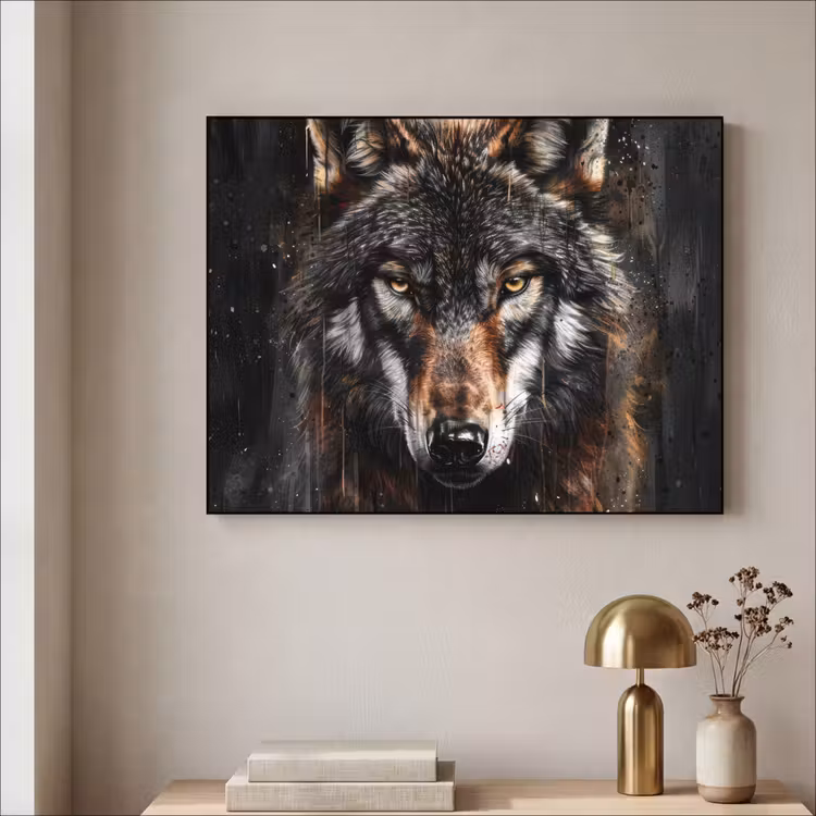 Art Frame - Dieren - Wolf - Portret - Zwart - Bruin — 5
