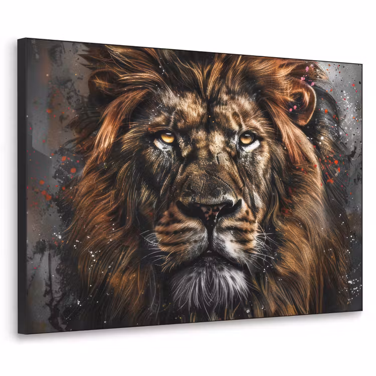 Art Frame - Leeuw - Dieren - Portret - Zwart - Luxe — 1